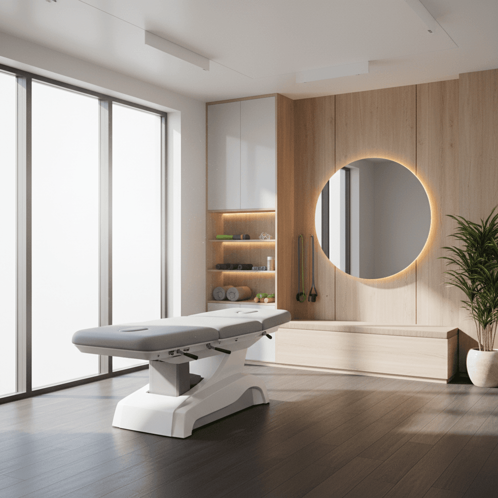 Clean, modern therapy room