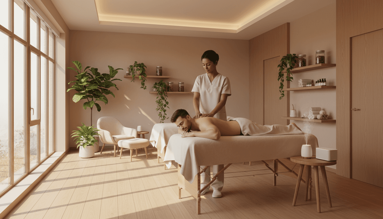 Bright treatment room in wellness clinic
