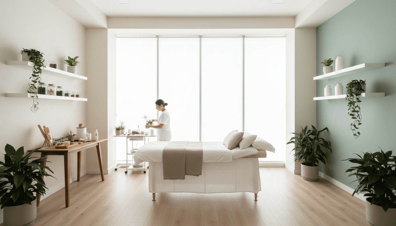 modern clinic treatment room with bright natural light